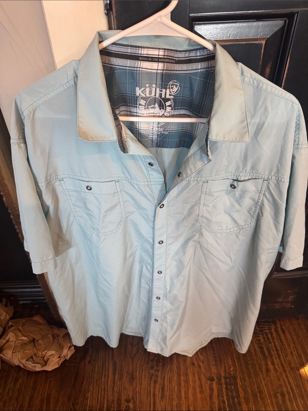 Kühl Men's Short Sleeve Casual Button-Down Shirt in Light Blue